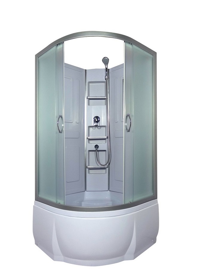  Угловая открытая душевая кабина River LENA Б/К 90/46 МТ размером 90 на 90 см. и высотой 196 см. с поддоном в форме четверти круга 