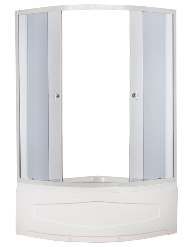  Угловая открытая душевая кабина Erlit ER 0610Т-C4 размером 100 на 100 см. и высотой 190 см. с поддоном в форме четверти круга 