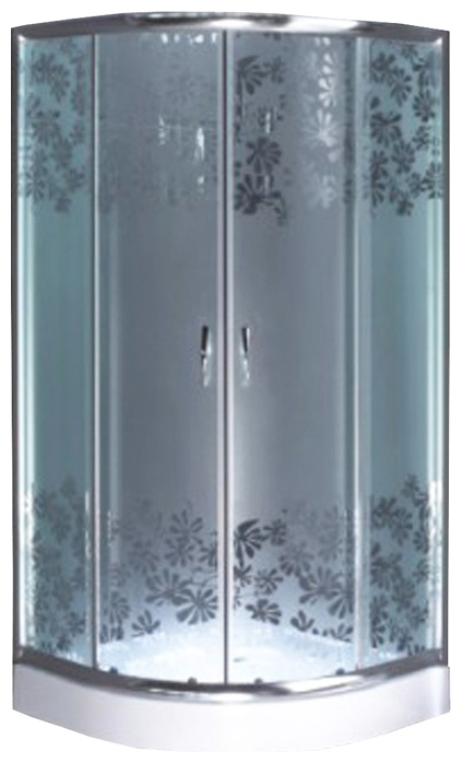  Угловая открытая душевая кабина Avanta 111/9 размером 90 на 90 см. и высотой 200 см. с поддоном в форме четверти круга 